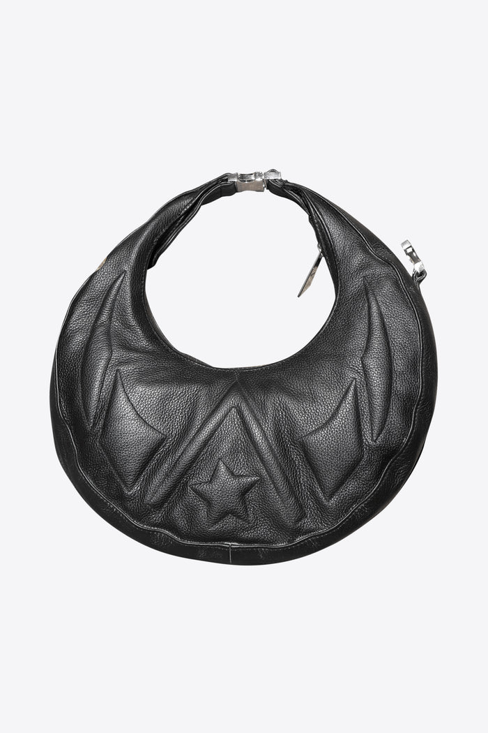 Leather Embossed Crescent Bag