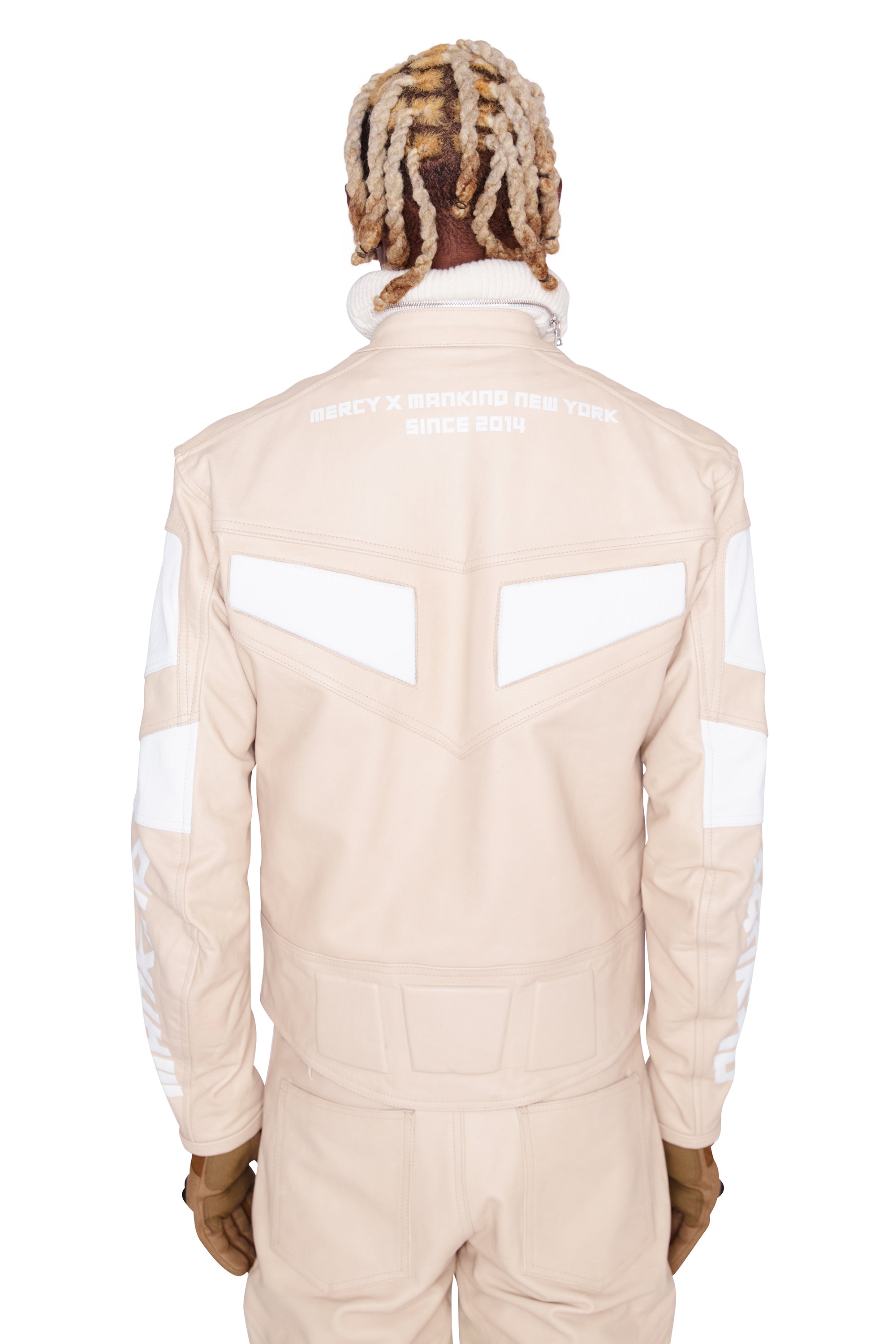 Moto Leather Racer Jacket (Sand)