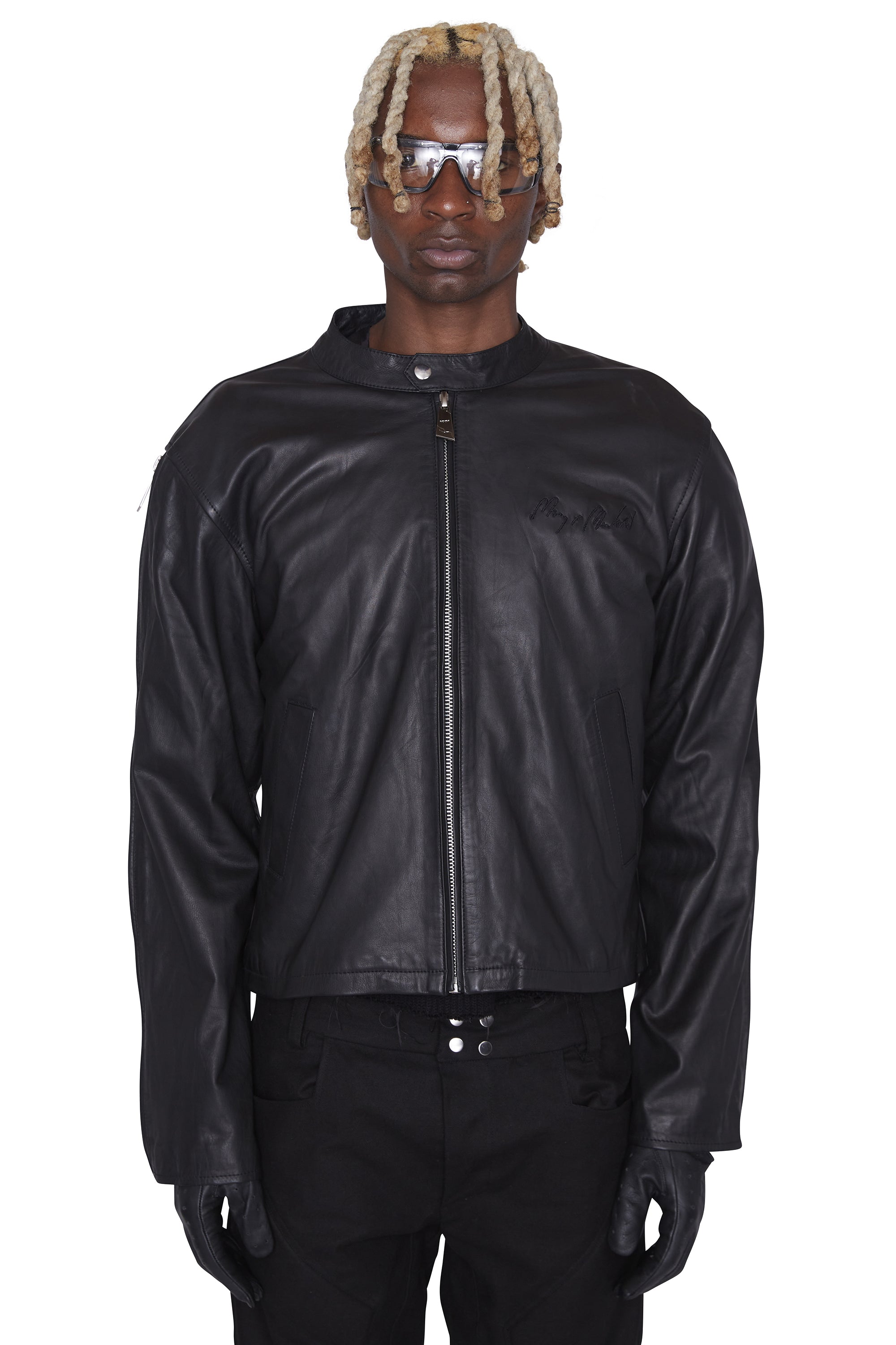 Crescent Embossed Leather Jacket