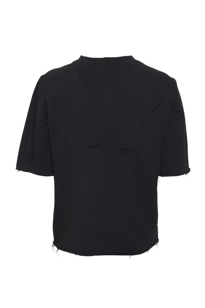 Shoulder Padded T Shirt (Black)